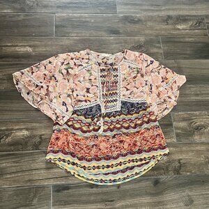 Anthropologie Meadow Rue Top Small Prairie Blossoms Flutter Sleeve Blouse (234)